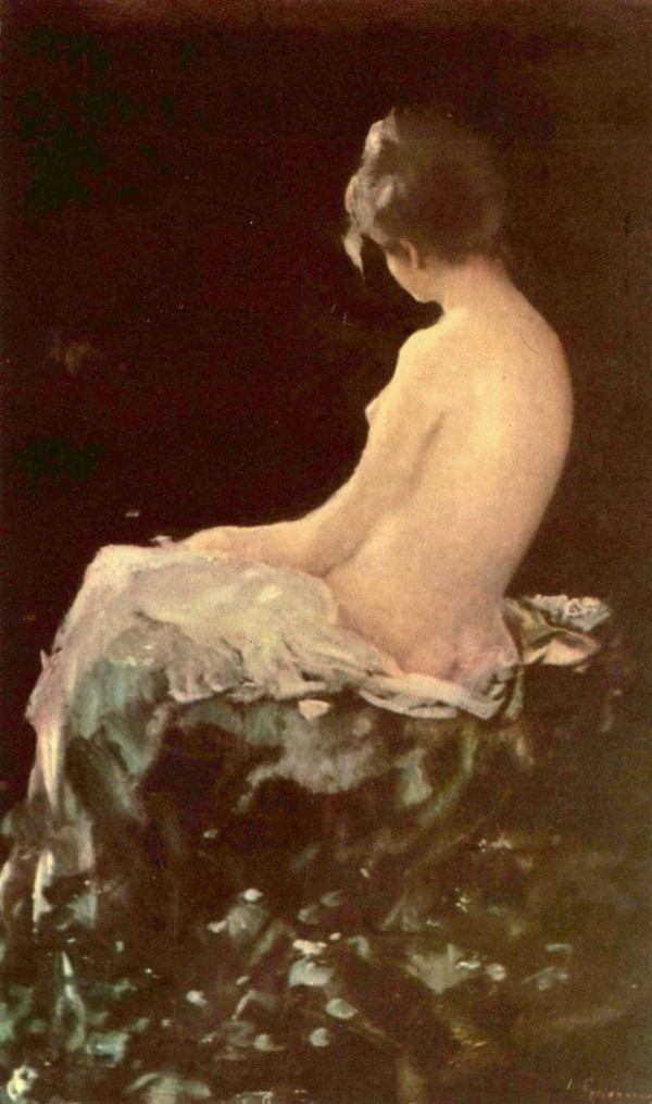 Nude woman before bathing by Nicolae Grigorescu